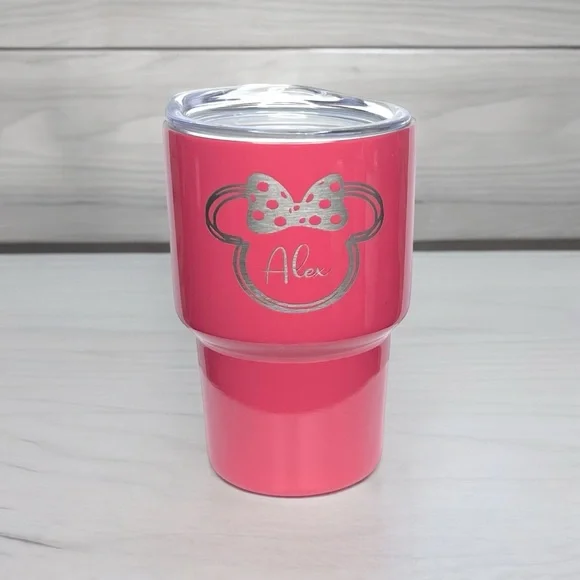 Mr. And Mrs. Mouse Ears Engraved with Name 2oz Mini Shot Glass Tumbler - Picture 5 of 6